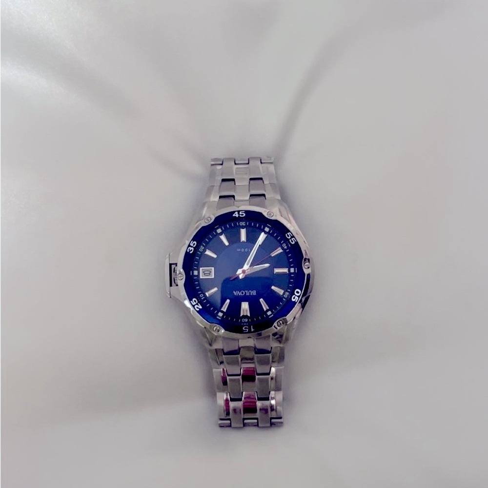 Bulova Silver and Blue Watch